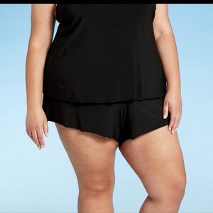 Women's Black Swim Shorts - Aqua Green - XL